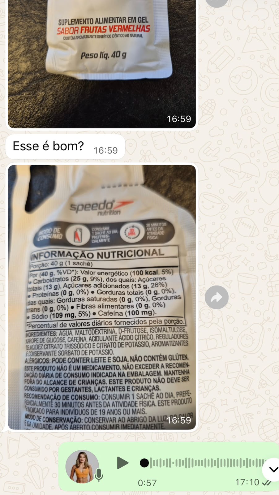 Exemplo real de conversa durante o acompanhamento nutricional